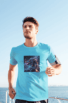 Men’s Athletic Fit Graphic T-Shirt – Cosmic Dragon Print-Sky Blue (Size-S)