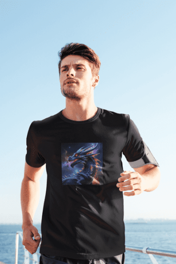 Cosmic Dragon Power Graphic T-Shirt – Black(Size-L)