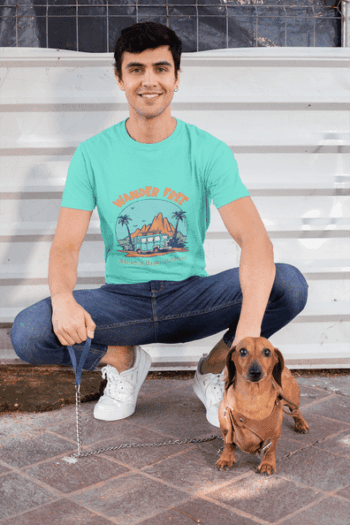 Wander Free Adventure Tee – Aqua Blue(Size-L)