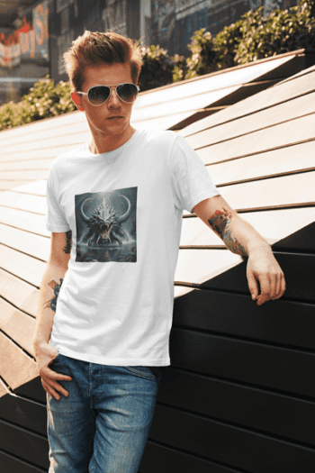 Shadow Beast Fantasy Graphic T-Shirt – White(Size-L)