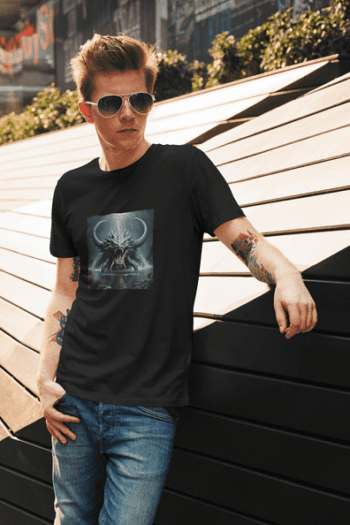 Shadow Beast Fantasy Graphic T-Shirt – Black(Size-L)