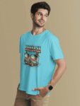 Enjoy Miami Retro Car Graphic T-Shirt – Sky Blue(Size-M)
