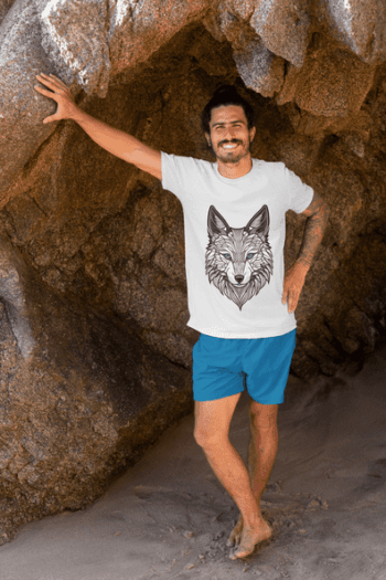 Fierce Wolf Sketch White T-Shirt (Size-XXL)