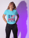 I Love America – Land of the Free Sky Blue T-Shirt (Size-XXL)