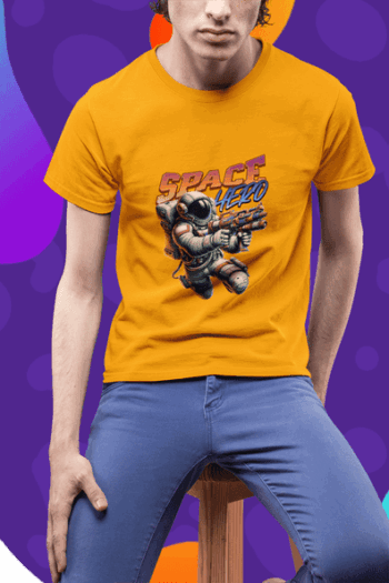 Space Hero Graphic T-Shirt Mustard Yellow (Size-L)