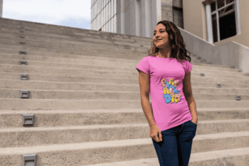 Eat All Day Cartoon Graphic Candy Pink T-Shirt (Size-L)