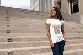Eat All Day Cartoon Graphic White T-Shirt (Size-L)