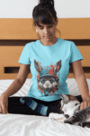 Cool Bunny Splatter Art Tee – Sky Blue(Size-S)