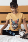 Cool Bunny Splatter Art Tee – Mustard Yellow(Size-S)