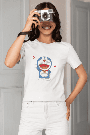 Cute Dora Cartoon T-Shirt – Pure White (Size-L)